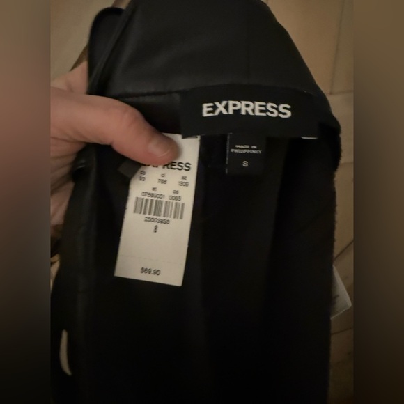 NWT Express Faux Leather Patch Pocket Tie Waist Pencil Skirt - Picture 2 of 4